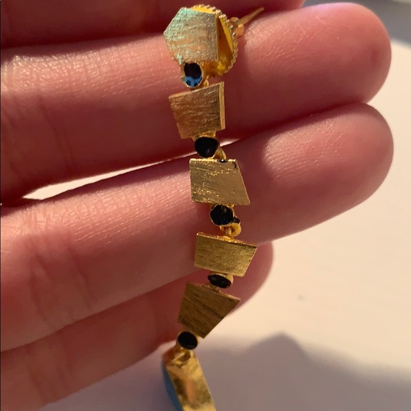 Turquoise and Gold Drop Earrings - Picture 3 of 5